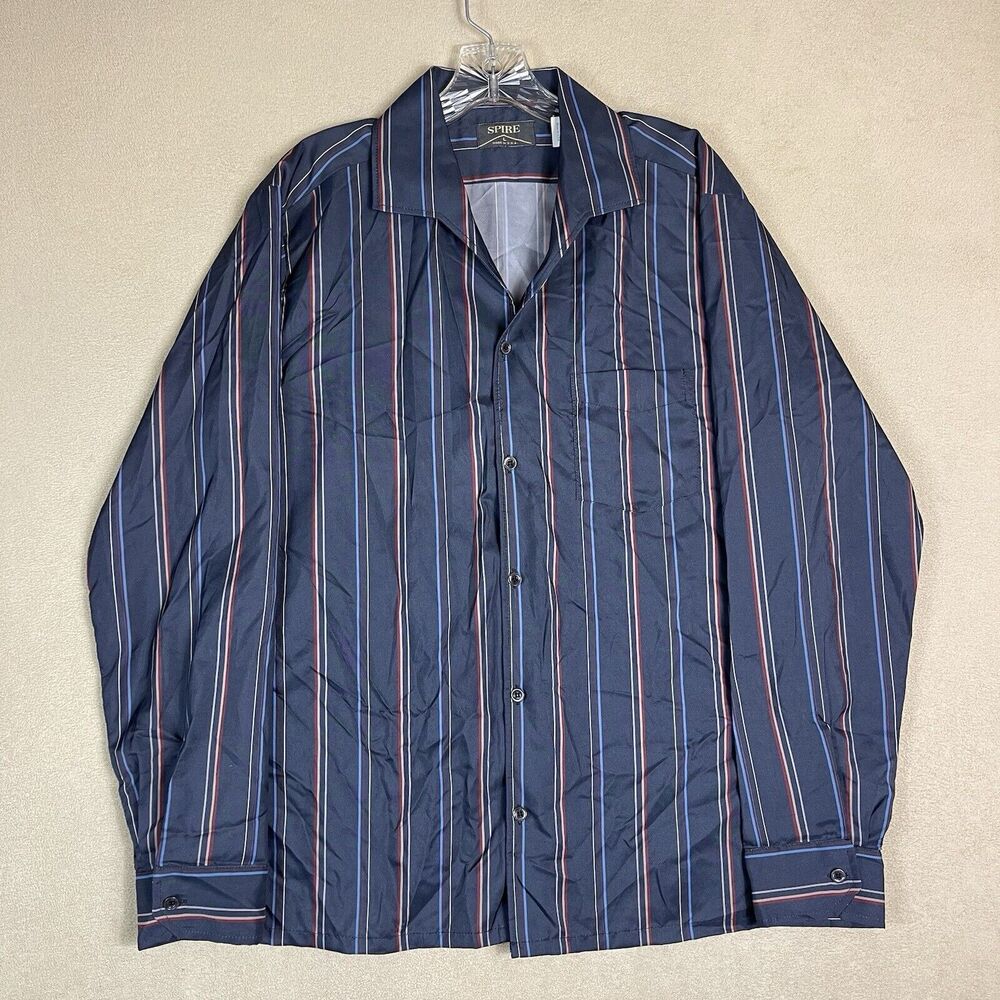 Spire Shirt Mens Large Gray Striped Long Sleeve Casual Button Up Adult‎